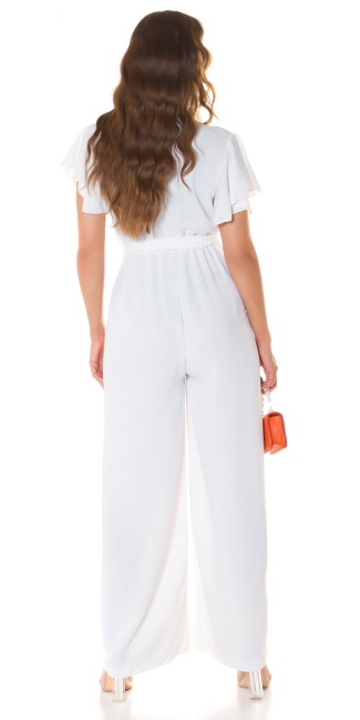 Summer Overall wide leg with belt to tie White